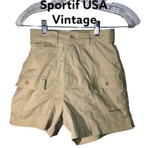 Vtg Sportif USA mini cargo shirts high 12"W khaki